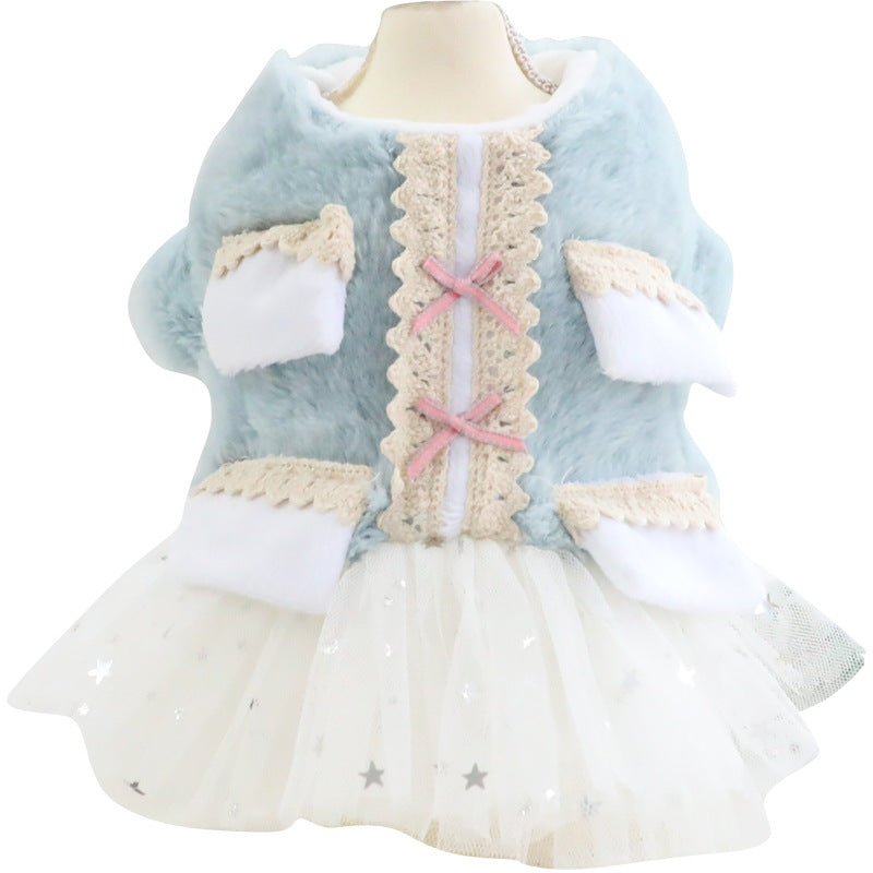 HKM-8688957 Cotton Princess Pettiskirt Dog Coat in Fruit Green and Pink