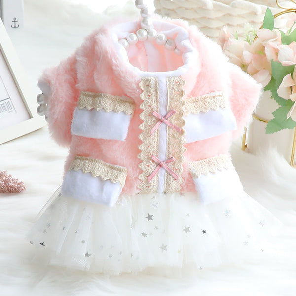 HKM-8688957 Cotton Princess Pettiskirt Dog Coat in Fruit Green and Pink