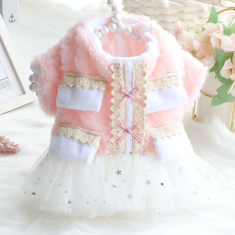 HKM-8688957 Cotton Princess Pettiskirt Dog Coat in Fruit Green and Pink