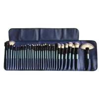 HKM-868947 32-Piece Blue Makeup Brush Set with Man-Made Fiber and Horse Hair, Wooden Handles