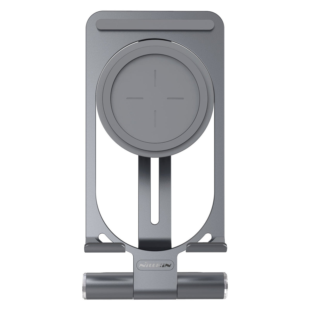 HKM-868947 Universal Wireless Charging Stand - Aluminum Alloy, Simple Style, Silver and Gray Finish