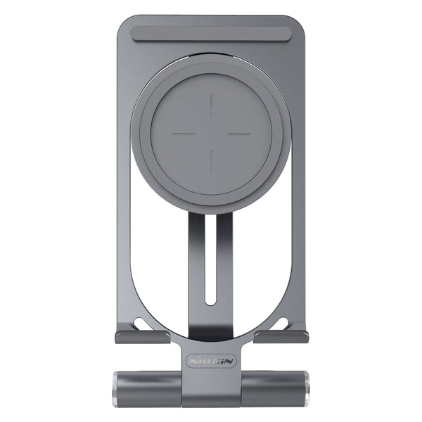 HKM-868947 Universal Wireless Charging Stand - Aluminum Alloy, Simple Style, Silver and Gray Finish
