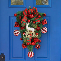 HKM-869011 Upside Down Christmas Tree Garland in White - Half-Handmade Decorative Elk Design