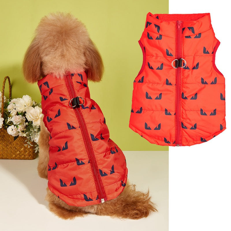 HKM-8690877 Warm Cartoon Dog Vest with Zipper and Traction Hole in Various Colors and Sizes
