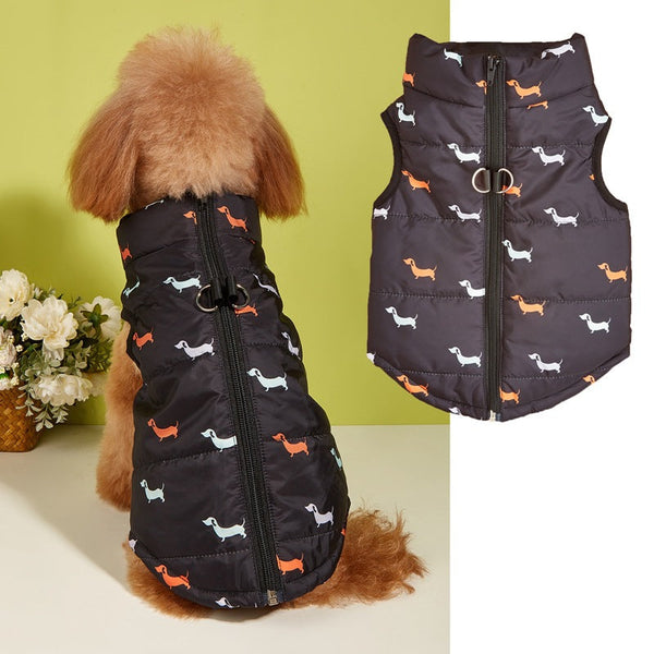 HKM-8690877 Warm Cartoon Dog Vest with Zipper and Traction Hole in Various Colors and Sizes
