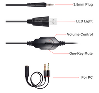 HKM-869395 Luminous Wired Gaming Headset with Microphone for Immersive Audio Experience