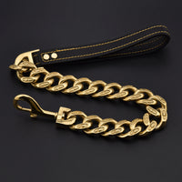 HKM-8694077 Stainless Steel Thick Dog Leash in Gold and White - 32MM Width, Multiple Lengths Available