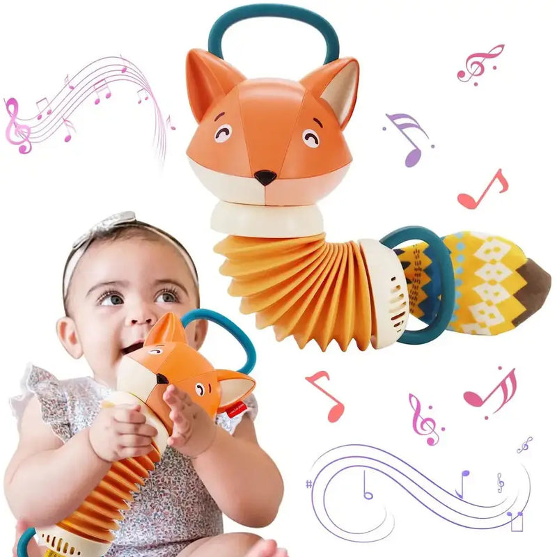 HKM-869459 Fox Shape Accordion Toy for Infants - Musical Instrument with Multiple Sound Effects and Educational Features