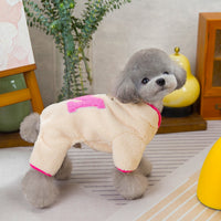HKM-8694845 Fluffy Four Legs Pet Jacket - Casual Polyester Clothing in Beige and Coffee