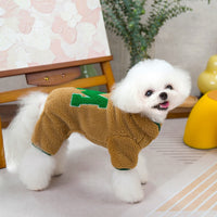 HKM-8694845 Fluffy Four Legs Pet Jacket - Casual Polyester Clothing in Beige and Coffee