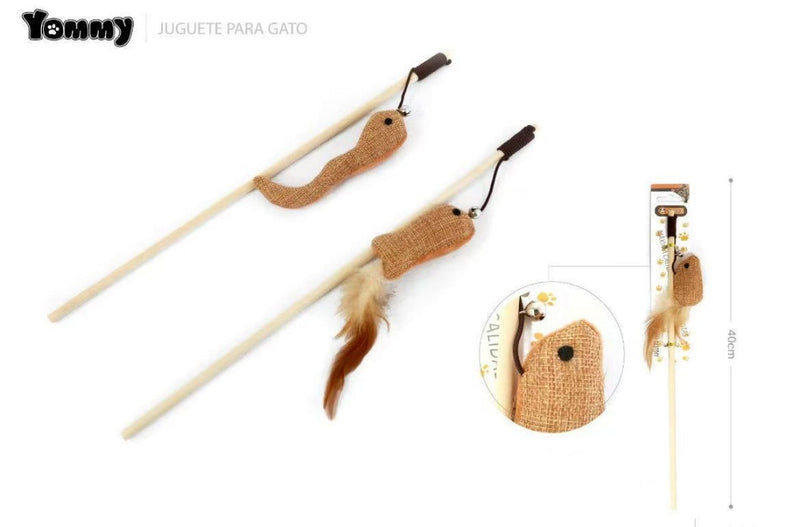 HKM-8695101 Interactive Cat Teaser Wand with Colorful Feathers and Ball