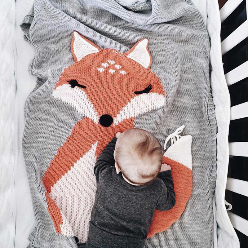 HKM-869715 Three-Dimensional Fox Shaped Baby Blanket - Soft Cotton and Polyester, 73x110cm