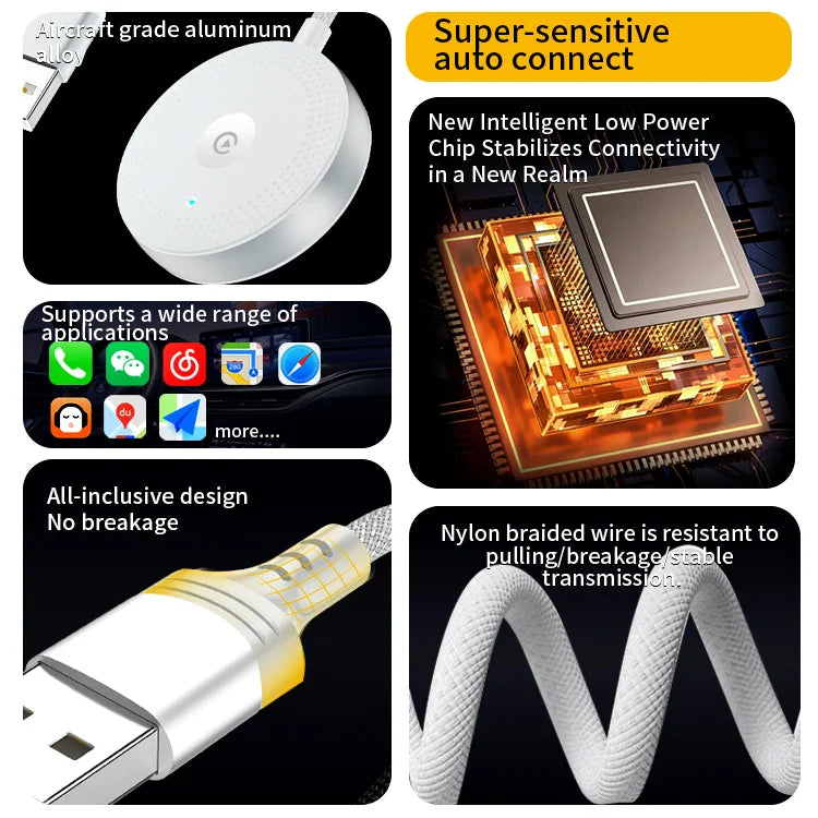 HKM-869779 Wireless Carplay Adapter for iOS - Universal USB Dongle for Seamless Connection