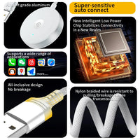 HKM-869779 Wireless Carplay Adapter for iOS - Universal USB Dongle for Seamless Connection
