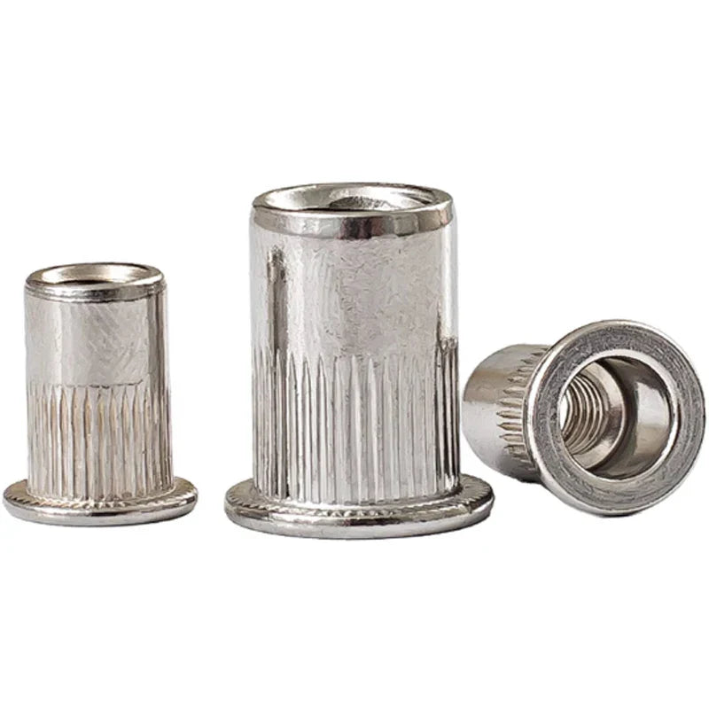 HKM-869907 M4 M10 Stainless Steel Blind Rivet Nuts, B8/B8M/B8T, Polished Flat Head, Metric Sizes