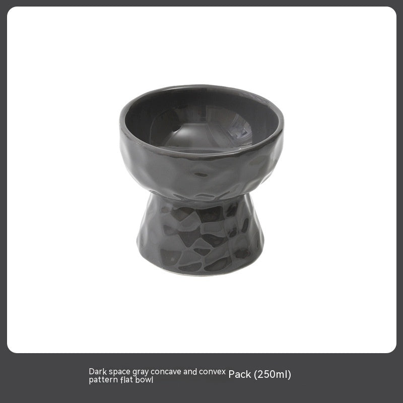 HKM-8700221 Ceramic High Leg Oblique Bowl for Cats - Light Beige, Filbert Brown, Deep Space Gray