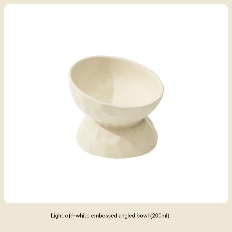 HKM-8700221 Ceramic High Leg Oblique Bowl for Cats - Light Beige, Filbert Brown, Deep Space Gray
