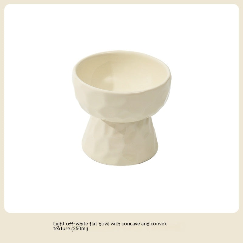 HKM-8700221 Ceramic High Leg Oblique Bowl for Cats - Light Beige, Filbert Brown, Deep Space Gray