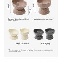 HKM-8700221 Ceramic High Leg Oblique Bowl for Cats - Light Beige, Filbert Brown, Deep Space Gray