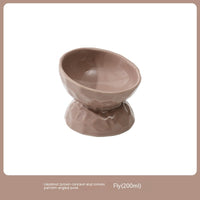 HKM-8700221 Ceramic High Leg Oblique Bowl for Cats - Light Beige, Filbert Brown, Deep Space Gray