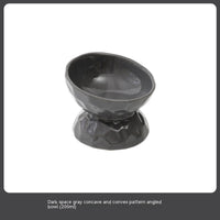 HKM-8700221 Ceramic High Leg Oblique Bowl for Cats - Light Beige, Filbert Brown, Deep Space Gray