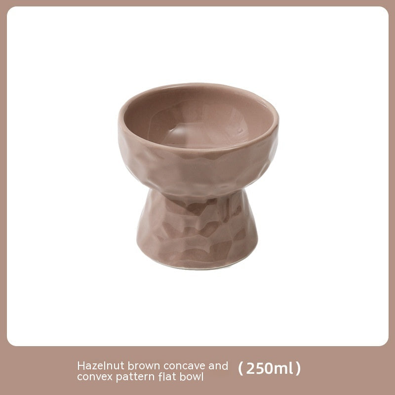 HKM-8700221 Ceramic High Leg Oblique Bowl for Cats - Light Beige, Filbert Brown, Deep Space Gray