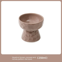 HKM-8700221 Ceramic High Leg Oblique Bowl for Cats - Light Beige, Filbert Brown, Deep Space Gray