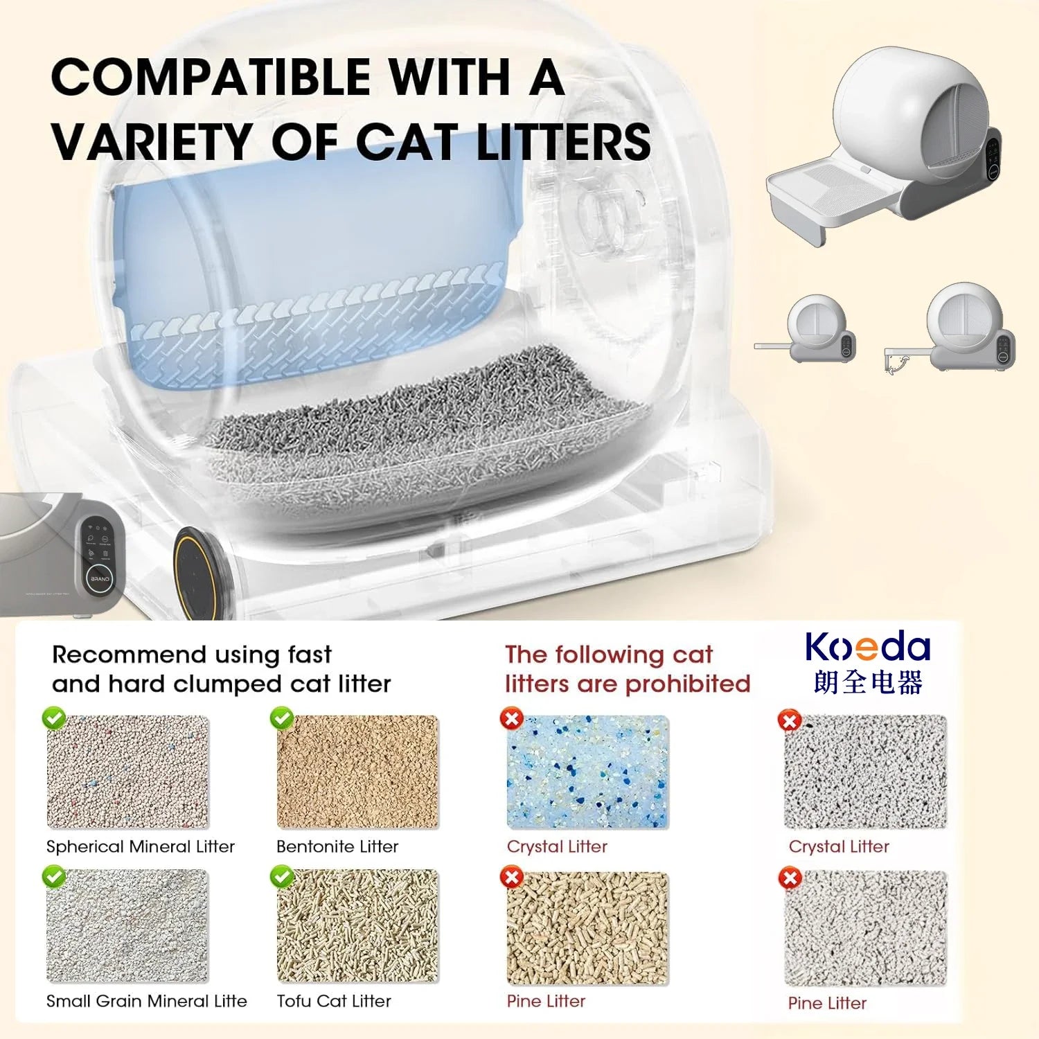 HKM-870163 Extra Large Smart App-Controlled Self-Cleaning Cat Litter Box with Odor Control and Easy Clean Feature