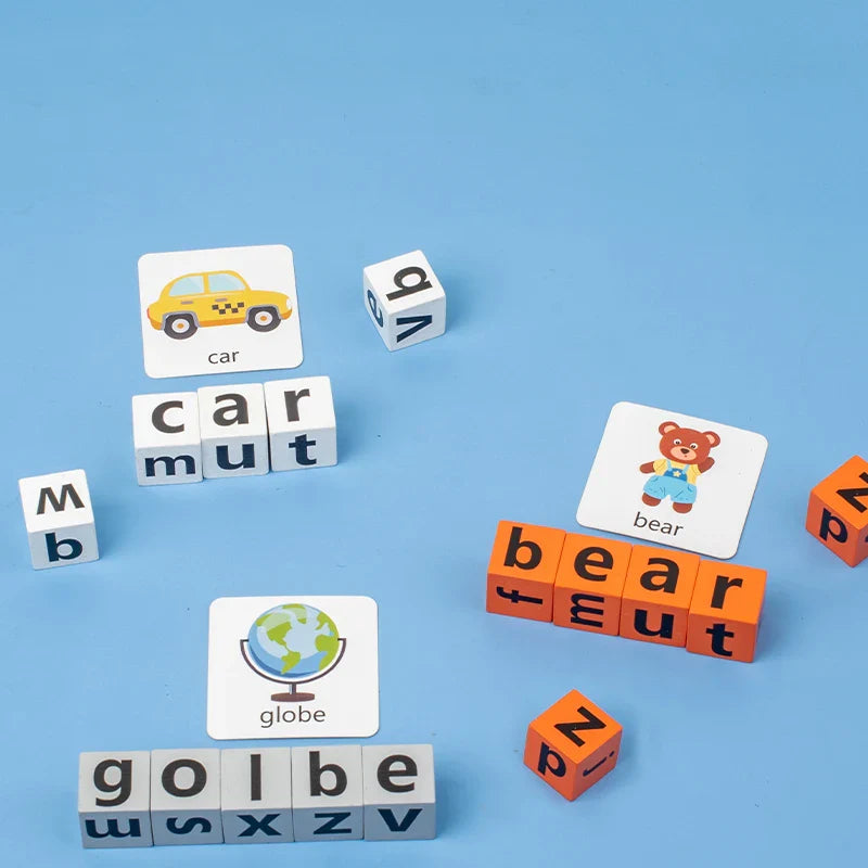HKM-870163 Montessori Educational Spelling Card Game for Kids - Fun Learning with Cartoon Characters