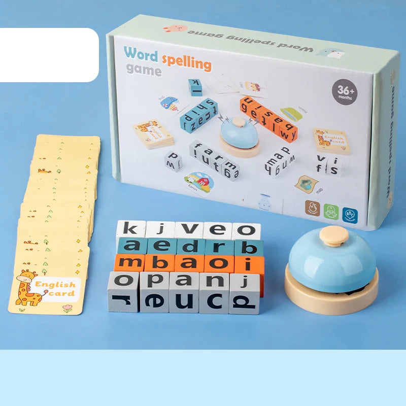 HKM-870163 Montessori Educational Spelling Card Game for Kids - Fun Learning with Cartoon Characters