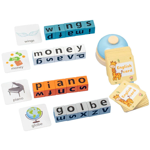 HKM-870163 Montessori Educational Spelling Card Game for Kids - Fun Learning with Cartoon Characters