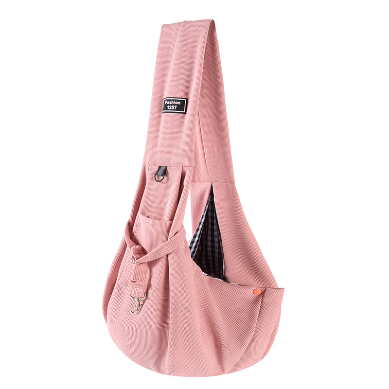 HKM-8702269 Large Capacity Portable Crossbody Cat Bag - Soft Waffle Fabric, Ideal for Pets Under 7.50kg