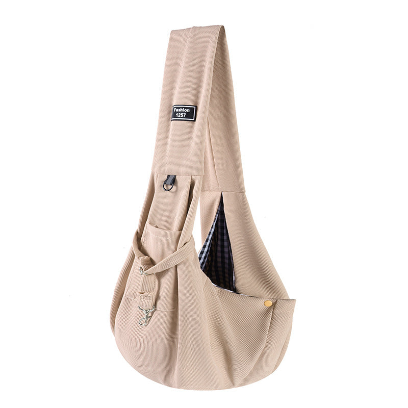 HKM-8702269 Large Capacity Portable Crossbody Cat Bag - Soft Waffle Fabric, Ideal for Pets Under 7.50kg