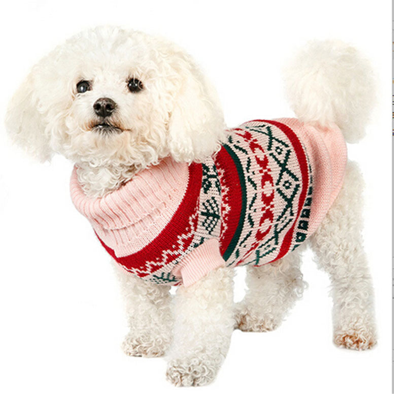 HKM-8703805 Pet Sweater with Leaf Pattern and Lapel - Cozy Wool Fabric in Yellow, Green, Pink, and Gray