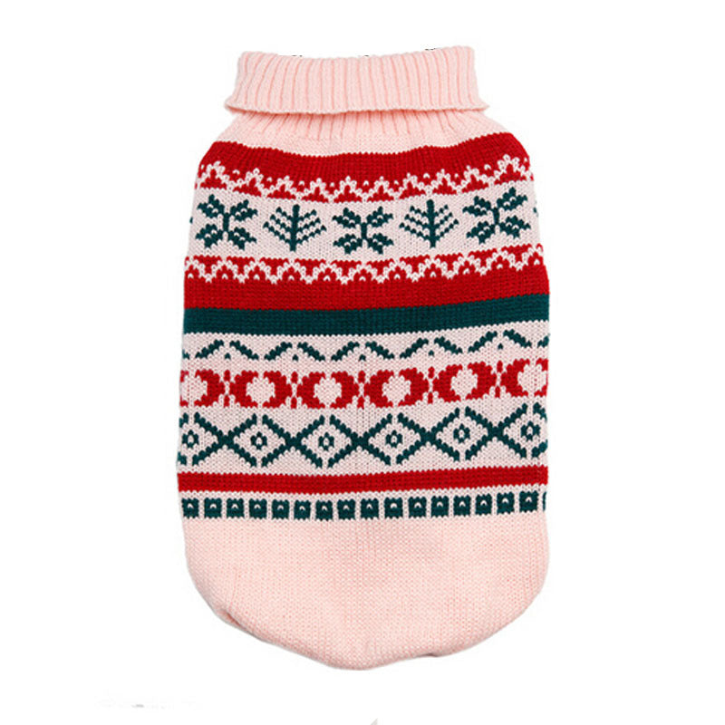 HKM-8703805 Pet Sweater with Leaf Pattern and Lapel - Cozy Wool Fabric in Yellow, Green, Pink, and Gray