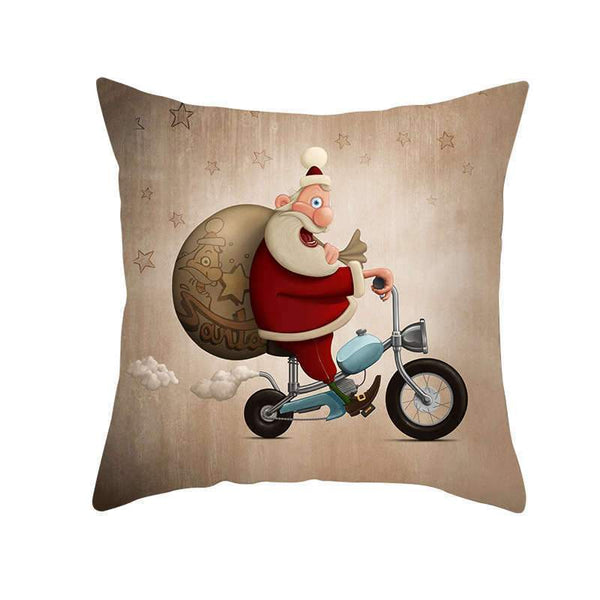 HKM-870419 Cartoon Santa Claus Pillow Cover, 45x45cm Peach Skin Cushion Case