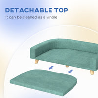 HKM-8704445 Large Dog Sofa Couch Bed with Washable Cushion, Light Green, Elevated Design for Comfort