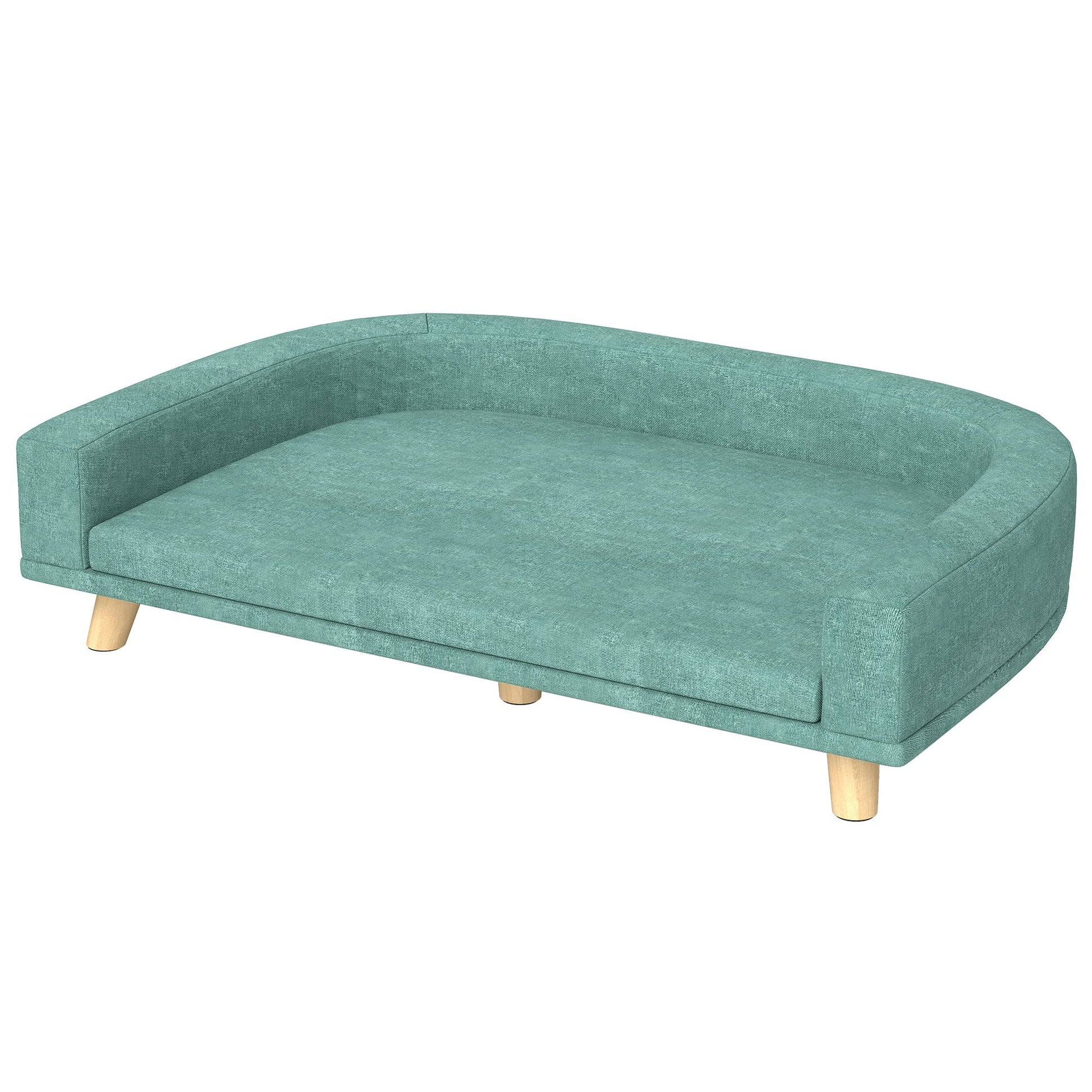 HKM-8704445 Large Dog Sofa Couch Bed with Washable Cushion, Light Green, Elevated Design for Comfort