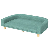 HKM-8704445 Large Dog Sofa Couch Bed with Washable Cushion, Light Green, Elevated Design for Comfort