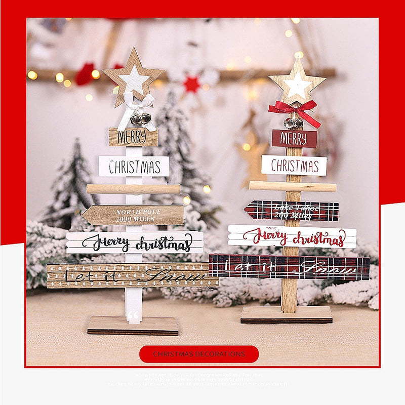 HKM-870483 Wooden Chip Christmas Tree Decoration - 36.5cm x 22.5cm x 5cm