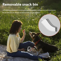 HKM-8705597 Pet Leashing Device with Snack Bin and Spotlight Feature - White Plastic Design