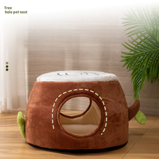 HKM-8705853 Transformable Double-Layer Cat Nest and Tree Stump Design for Versatile Pet Comfort