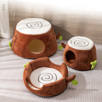 HKM-8705853 Transformable Double-Layer Cat Nest and Tree Stump Design for Versatile Pet Comfort