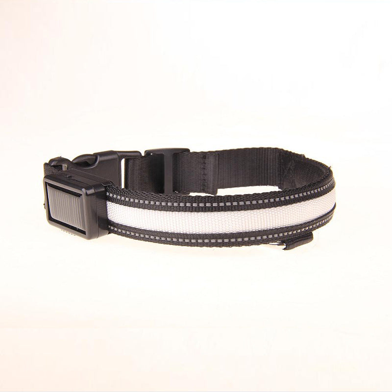 HKM-8707773 Solar LED Light-Up Dog Collar with USB Rechargeable Feature, Multiple Colors Available