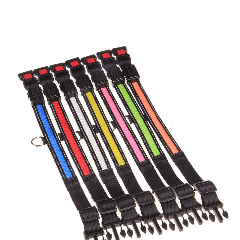 HKM-8707773 Solar LED Light-Up Dog Collar with USB Rechargeable Feature, Multiple Colors Available