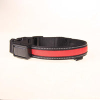 HKM-8707773 Solar LED Light-Up Dog Collar with USB Rechargeable Feature, Multiple Colors Available