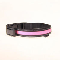 HKM-8707773 Solar LED Light-Up Dog Collar with USB Rechargeable Feature, Multiple Colors Available