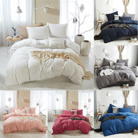 HKM-870867 Three-Piece Light Gray Pure Color Washed Ball Quilt Cover Set in Soft Polyester Fiber