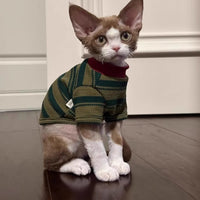 HKM-8710333 Adorable Dark Green Striped Two-Legged Vest for Pets ¨C Trendy, Durable, and Breathable