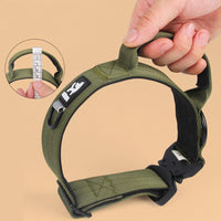 HKM-8713533 Adjustable Tactical Dog Collar for Medium and Large Breeds - Nylon Material, Available in Black, Gray, Army Green, and Khaki